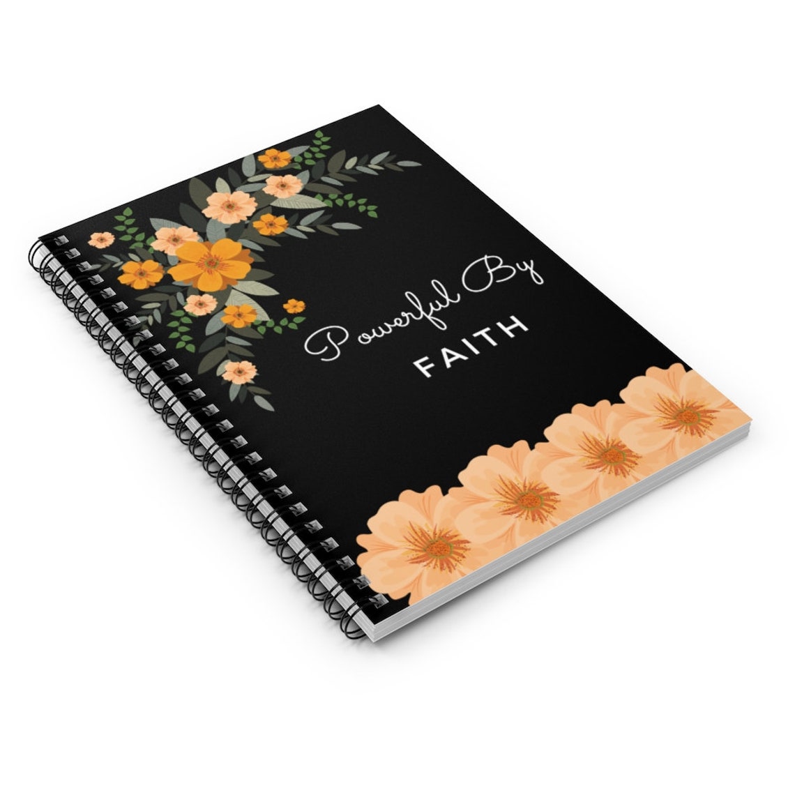 Black floral spiral notebook Personal Bible Study Journal Etsy