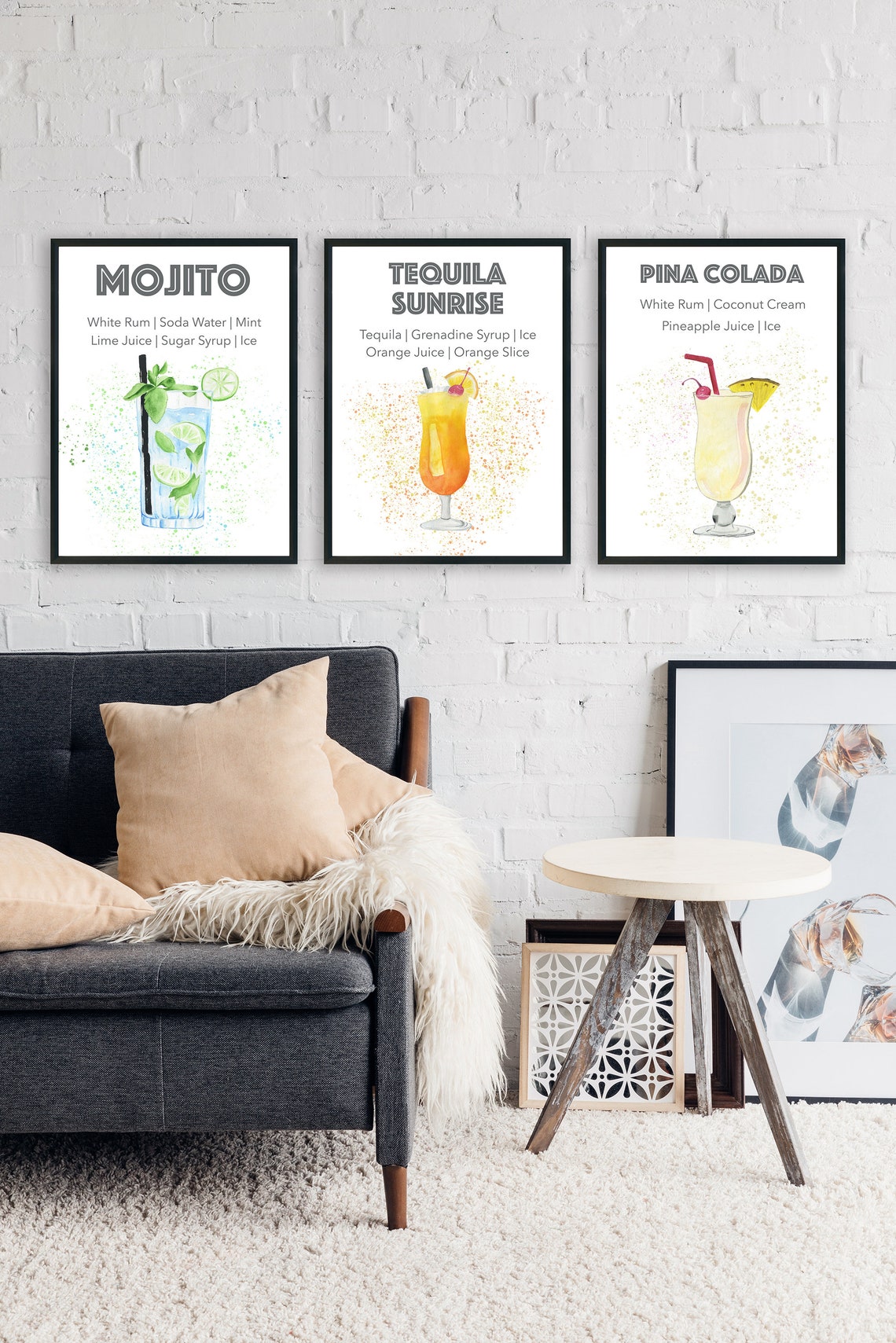 Bar Cart Decor Gallery Wall Art Cocktail Print Cocktail Etsy Norway