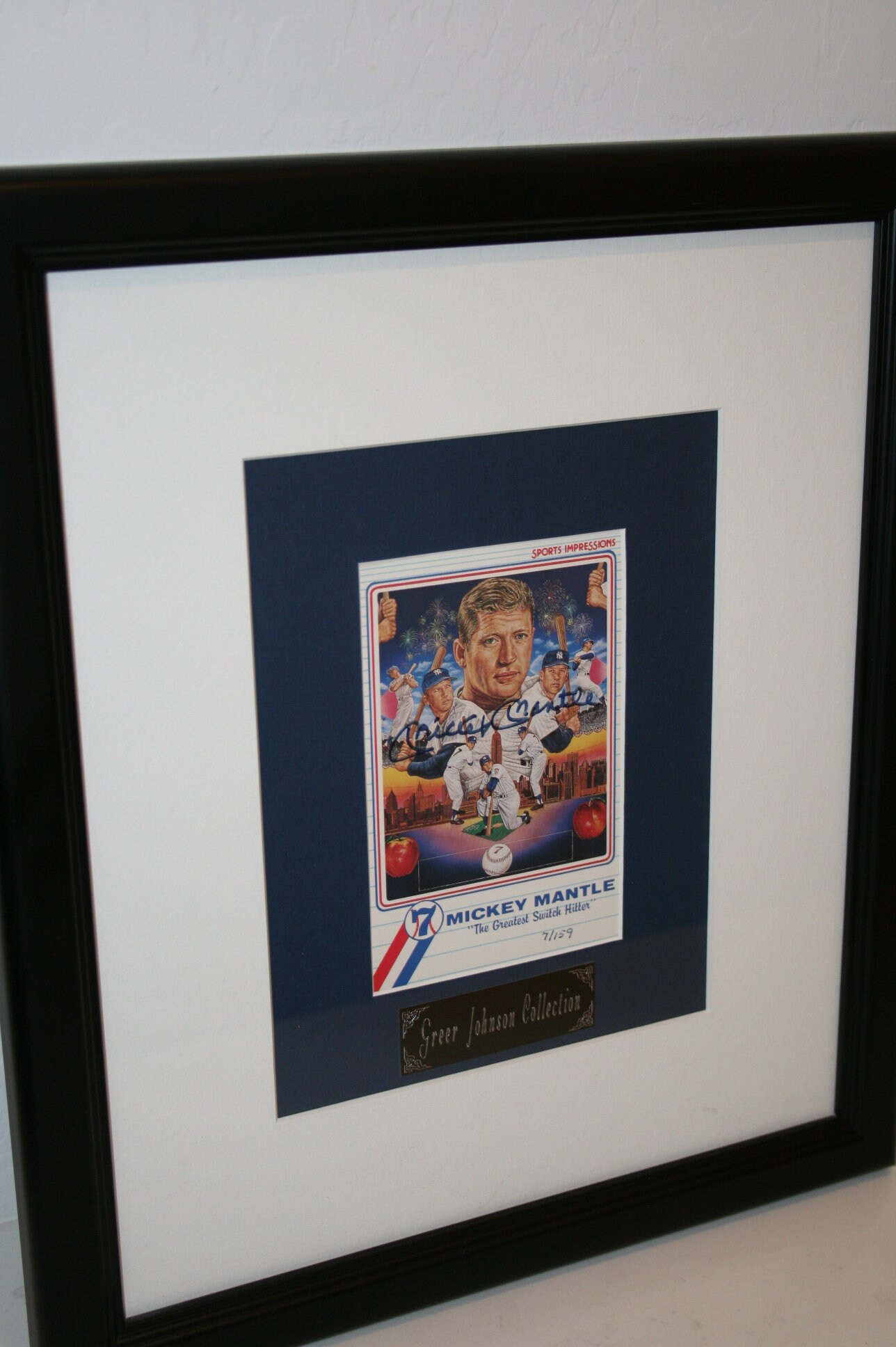 Mickey Mantle Signed Sports Impressions Post Card! Greer Johnson