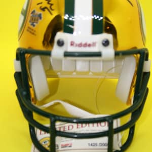 Green Bay Packers Autographed Mini-Helmet by 2 Hall of Fame Quarterbacks! Bart Starr and Brett Favre!! COA!