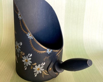 Folk Art Hand Painted Grain Scoop, Vermont Artist Floral Decor