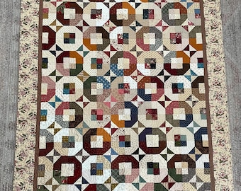 Handmade American Quilt, Dissected Cheerio Pattern, Lap Size, Heirloom