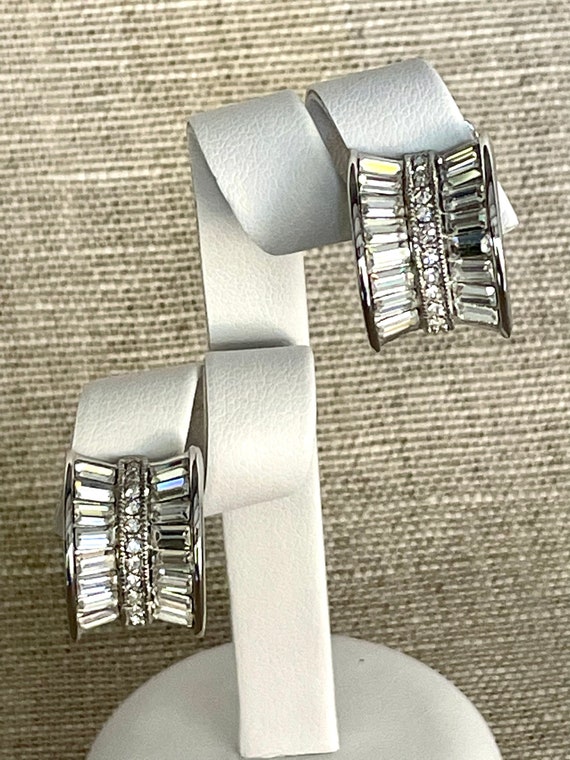 Vintage Nolan Miller CZ in Silver Baguette Earring