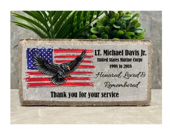 Personalized Marine Memorial Stone: Military Remembrance Garden Stone