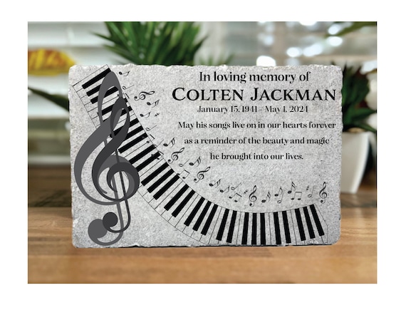 Personalized Music Memorial Stone: Piano Keyboard, Sympathy Gift
