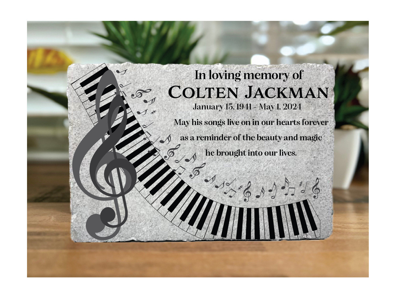 Personalized Music Memorial Stone: Piano Keyboard, Sympathy Gift