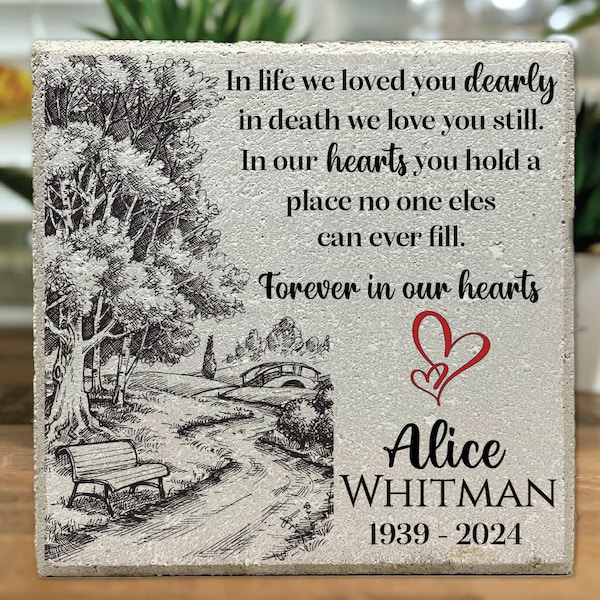 Piedra conmemorativa personalizada: regalo de condolencia de hormigón de 12 x 12