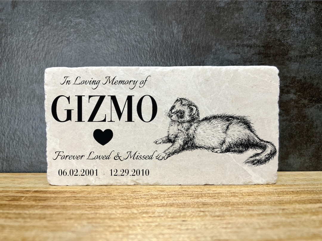 Ferret Pet Memorial. Personalized 3x6 Stone Brick. Pet Loss. Stone