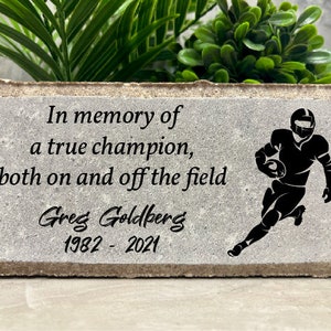 Memorial Stone. Family Loss. Football. Sports. Soccer. Family Loss. 8x4 Personalized Paver Stone. Brick. Sympathy Gift. Football Player