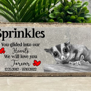 Memorial Stone. Sugar Glider. Personalized 8x4 Stone Brick. Sugar Glider Memorial Gift Tumbled Paver Stone. Custom. Burial Marker. Sympathy