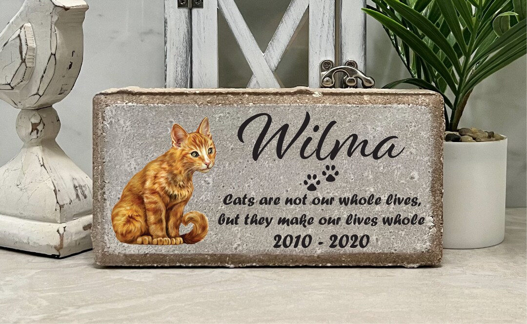 Personalized Cat Memorial Stone. 8x4 Stone Brick. Burial Marker. Indoor