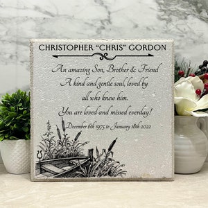 Family Loss Stone. Boat. Mom. Dad. 12x12 Personalized Paver Stone Brick. 100% Custom. Personal. Any Occasion. Gift. Indoor/Outdoor. Concrete