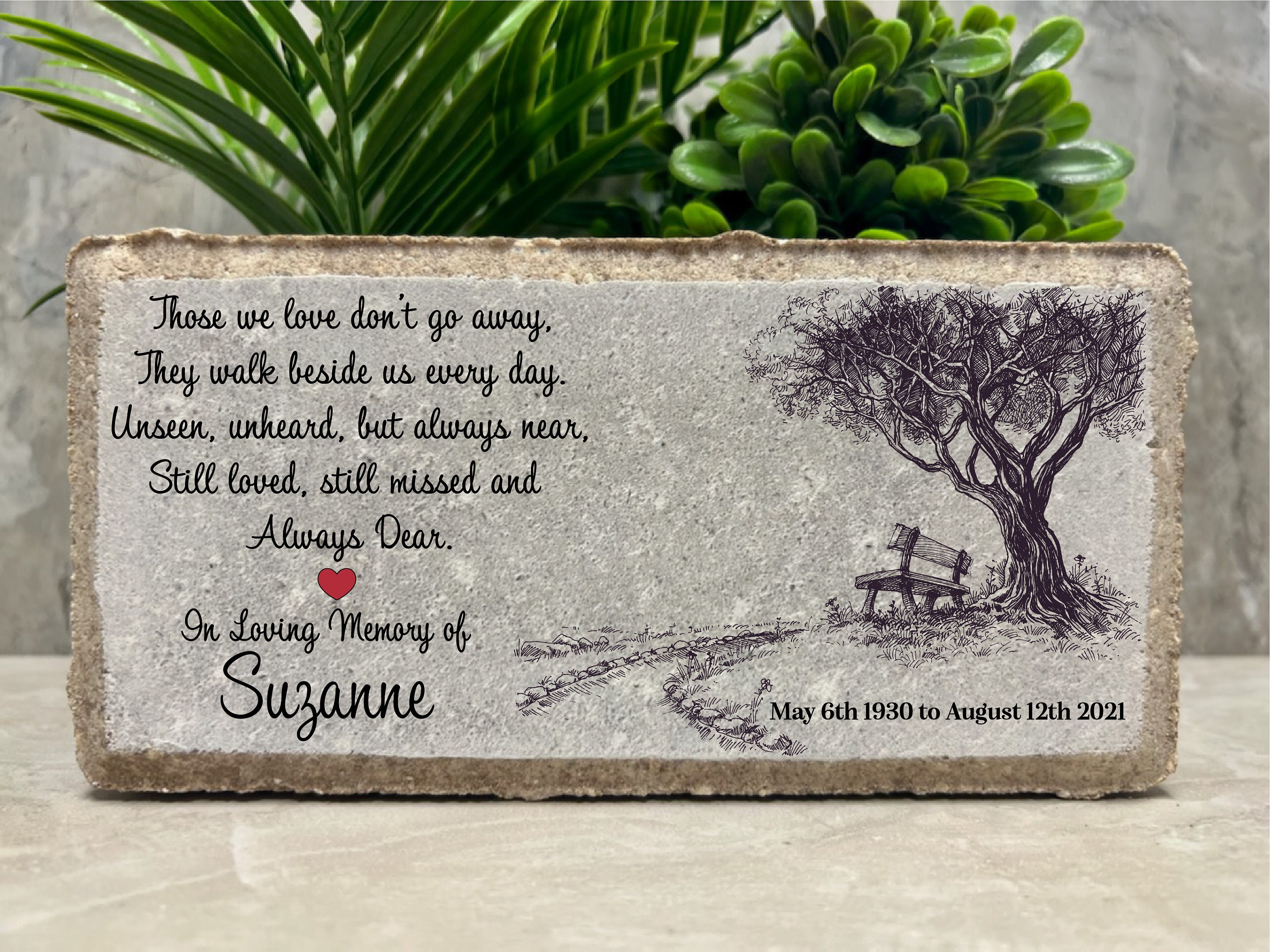 Personalized Memorial Stone: Concrete Remembrance Gift (4x8 Inch