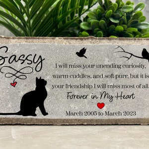 Personalized Cat Memorial Stone. 8x4 Stone Brick. Burial Marker. Indoor/Outdoor Cat Memorial. Custom Cat Sympathy Gift. Kitten, Brick