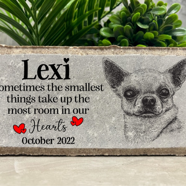 Memorial Stone. Chihuahua. Toy Dog. Puppy. 8x4 Personalized Dog Memorial Stone. Brick Burial Marker. Indoor/Outdoor. Pet Loss Sympathy Gift.