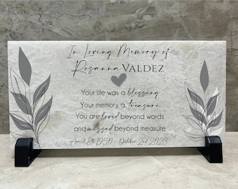 Personalized Marble Memorial Stone: Remembrance Gift (8x4)