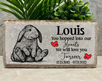 Personalized Lop Rabbit Memorial Stone: Custom Bunny Burial Marker