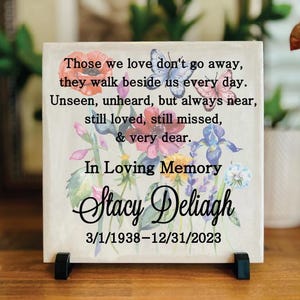 Personalized 9x9 Wildflower & Butterfly Memorial Tile – Custom Remembrance Stone and Sympathy Gift – Indoor Keepsake Decor