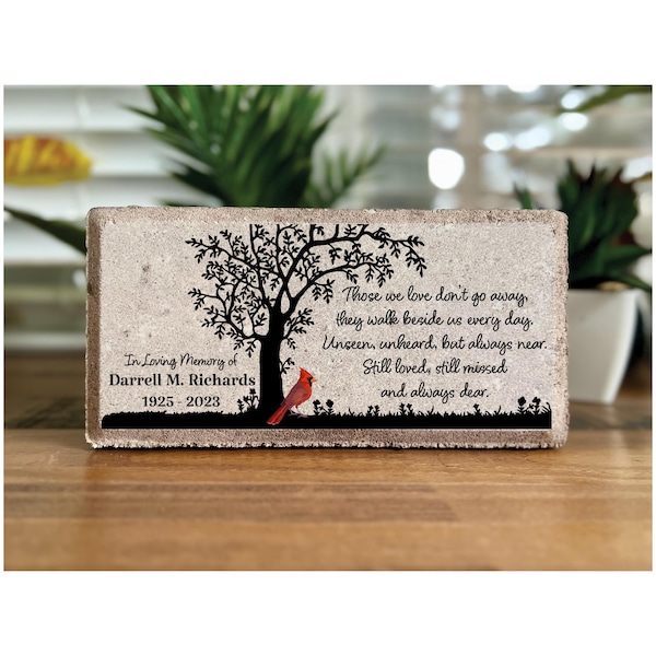 Personalized Memorial Stone: Cardinal & Tree, Sympathy Gift