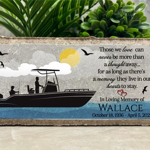 Family Loss Memorial. Boater. Fisherman. Boat. 8x4 PERSONALIZED Burial Marker. Tumbled Paver Stone. Brick. Indoor/Outdoor. Sympathy Gift.