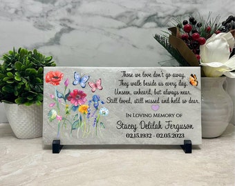 Memorial Stone. Mom. Dad. Grandma. Grandpa. Butterfly. 12x6 Personalized Travertine Stone. Remembrance Gift. Sympathy Gift. Indoor Only.