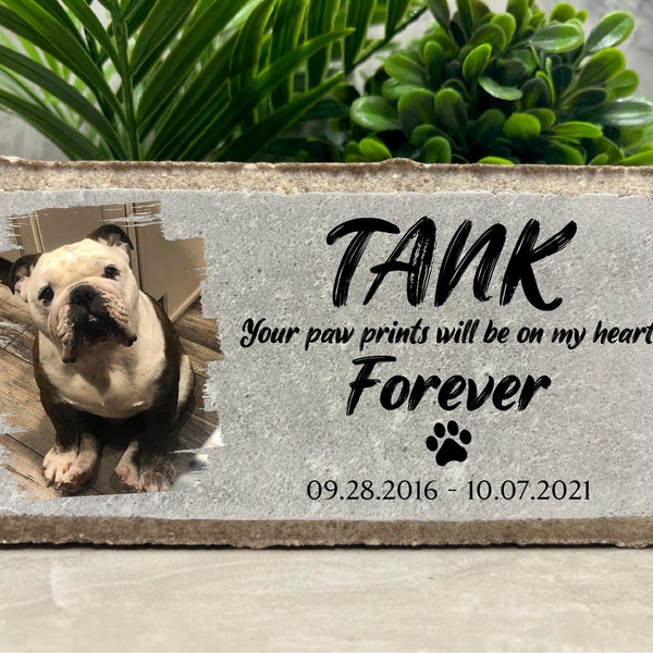 Memorial Stone. Dog. Cat. Pet Loss Gift. Photo Stone. Personalized 8x4 Stone Brick. Burial Marker. Brick Paver. Indoor/Outdoor Sympathy Gift