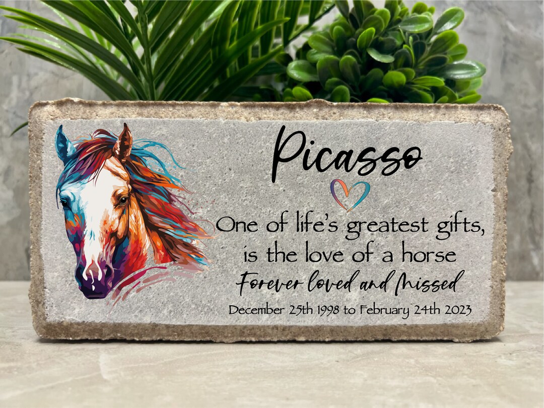 Horse Memorial Stone. Personalized 8x4 Stone Brick. Burial Marker