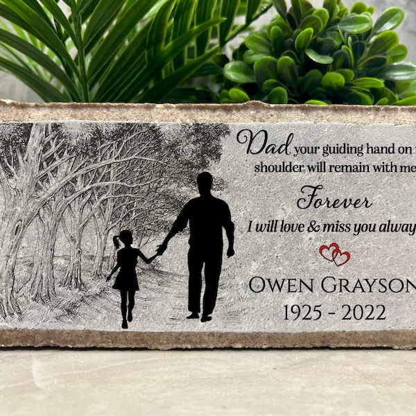 Family Loss Memorial. Dad. Father and Daughter. 8x4 PERSONALIZED Burial Marker. Tumbled Paver Stone. Brick. Indoor/Outdoor. Sympathy Gift.