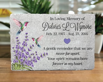 Hummingbird & Lavender Memorial Stone: 9X6 Personalized Remembrance Gift