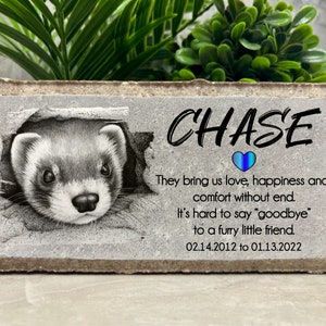 Ferret Pet Memorial.  Personalized 8x4 Stone Brick.  Pet Loss. Tumbled Paver Stone. Custom. Burial Marker. Sympathy Gift. Mammal.