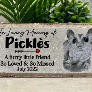 Sugar Glider Memorial Stone. Personalized 8x4 Stone Brick. Sugar Glider Memorial Gift Tumbled Paver Stone. Custom. Burial Marker. Sympathy