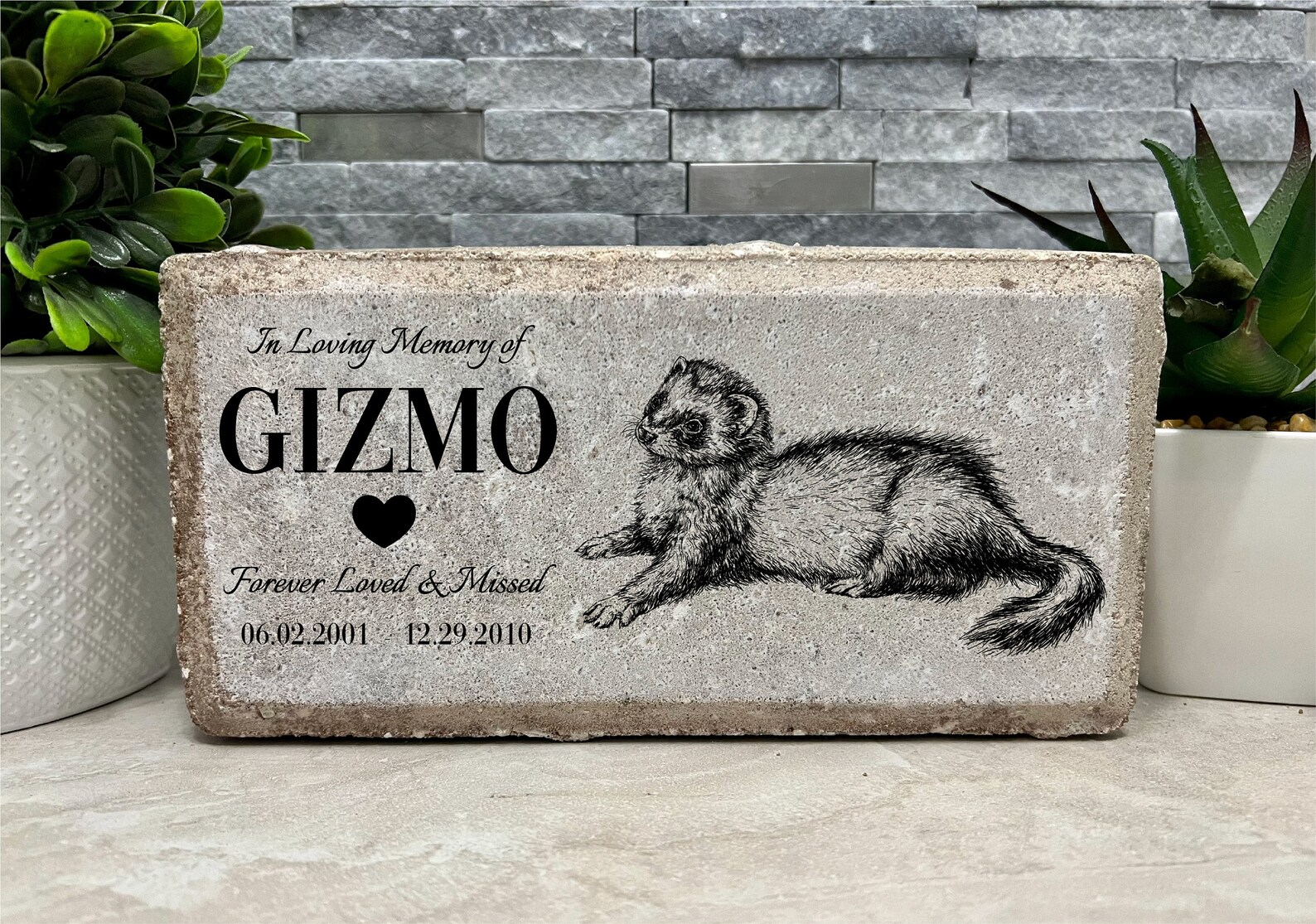 Ferret Pet Memorial. Personalized 8x4 Stone Brick. Pet Loss. Etsy