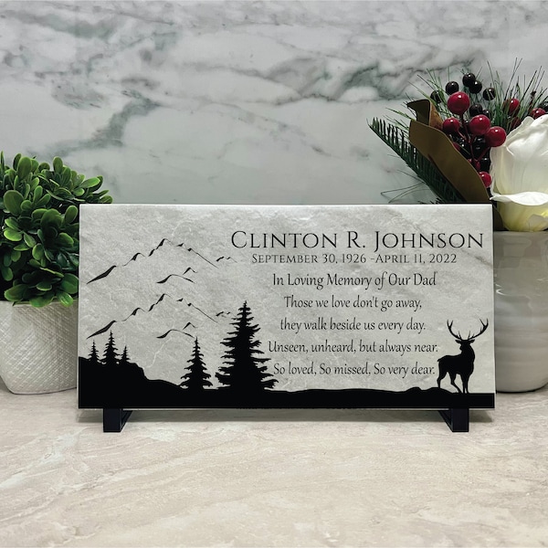 Family Loss Memorial. Mom. Dad. Grandma. Grandpa. 12x6 PERSONALIZED Burial Marker. Stone Tile. Indoor Only. Sympathy Gift. Keepsake.