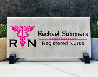 Personalized Marble Desk Name Plate: Custom Stone Office Plaque