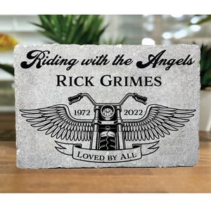 Family Loss Memorial. Motorcycle, harley davidson, Custom 9x6 PERSONALIZED Burial Marker. Stone Brick. Indoor Outdoor. Sympathy Gift, bikers