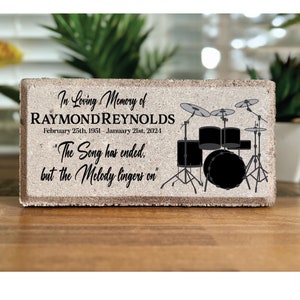 Piedra conmemorativa personalizada para baterista: regalo de condolencia por la pérdida de un familiar