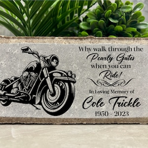 Memorial Stone. Motorcycle. Biker. Chopper. 8x4 Personalized Memorial Stone. Custom Bereavement Gift. Funeral Gift. Brick. Sympathy Gift.