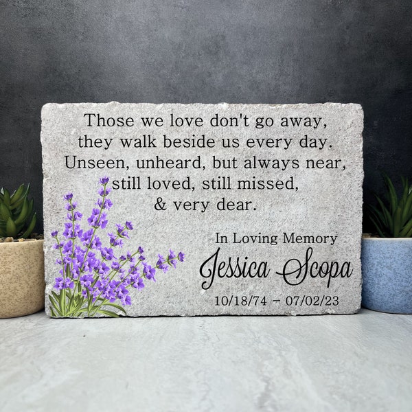 6x9 Memorial Stone. Lavenders Remembrance Indoor or Outdoor Stone. Lavender Memorials Stone Paver Gift. Sympathy Garden Stone