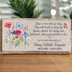 Family Loss Memorial. Mom. Grandma. Dad. Grandpa. 8x4 PERSONALIZED Burial Marker. Tumbled Paver Stone. Brick. Indoor/Outdoor. Sympathy Gift.