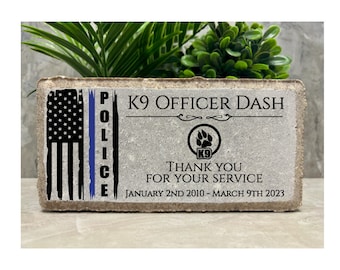 Personalized K9 Police Dog Memorial Stone - Sympathy Gift
