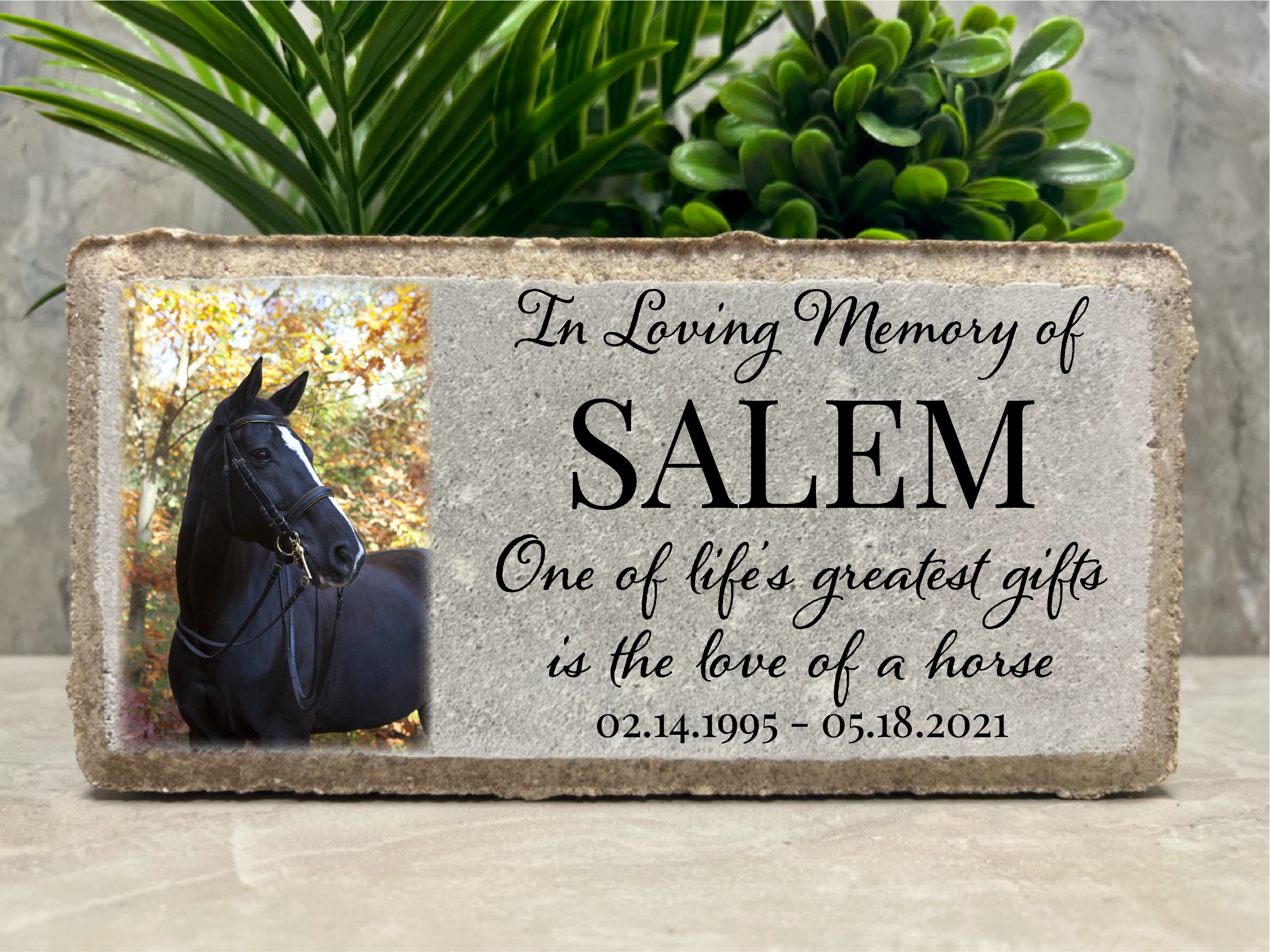 Personalized Horse Pony Memorial Stone. 8x4 Stone Brick. Burial Marker. Indoor/Outdoor Horse Memorial. Custom Horse Sympathy Gift.