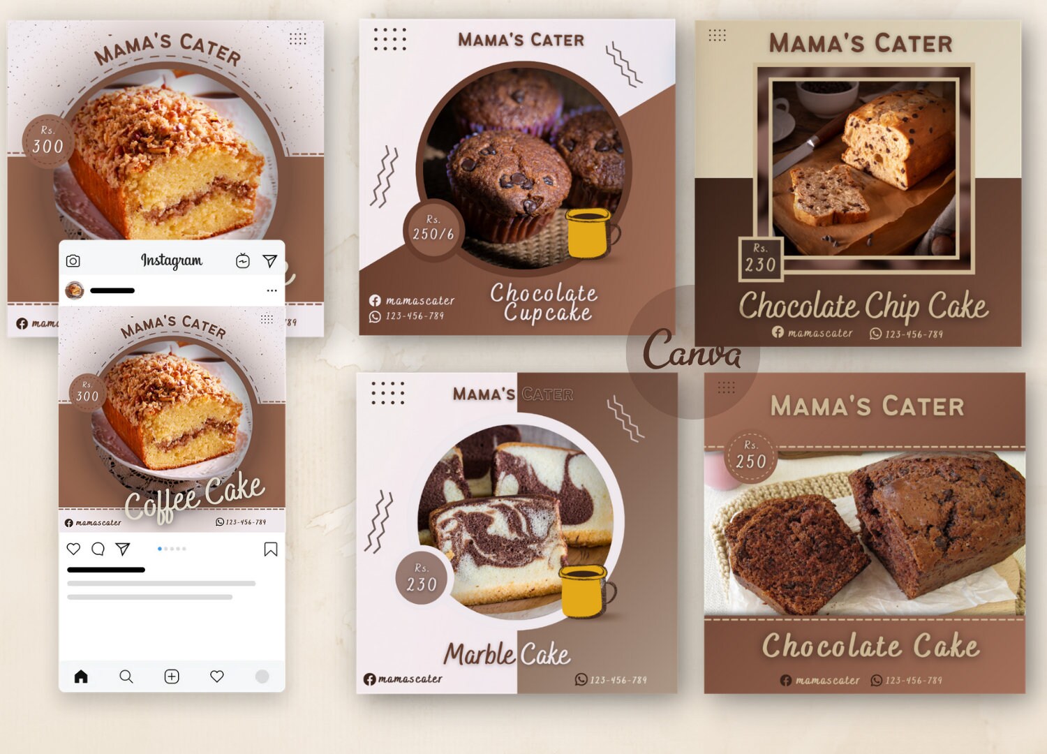 Online Baking Business Canva Editable Templates Social Etsy
