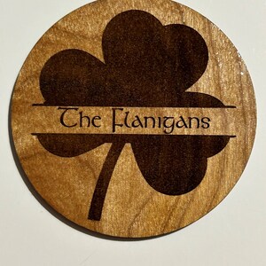 Shamrock Name Coasters, Shamrock coaster, Irish pub, Ireland gift