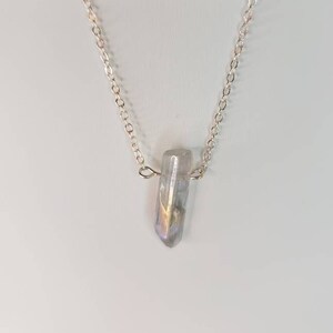Angel Aura Quartz Point Necklace Sterling Silver Plated Chain