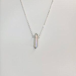 Angel Aura Quartz Point Necklace Sterling Silver Plated Chain