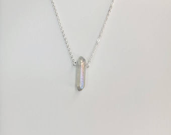 Angel Aura Quartz Point Necklace Sterling Silver Plated Chain