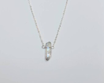 Angel Aura Quartz Point Necklace Sterling Silver Plated Chain