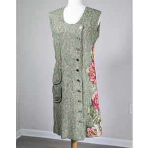 Vintage 1950s An Original Fashion Frocks Custom Button Down Tweed Dress Floral