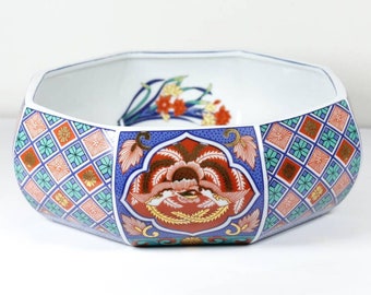 Vintage Andrea By Sadek Japan Porcelain Imari Gilded Octagonal 8in Shallow Bowl