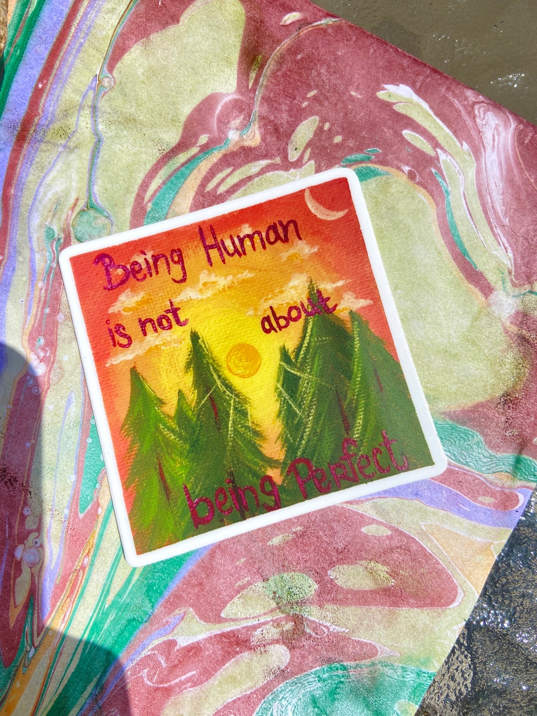 Being Human | Sticker of One of a Kind Mini Painting | Vinyl Sticker - Etsy